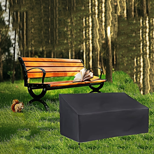 Waterproof bench cover for outdoor patio furniture, made of durable Oxford cloth, measuring 134x66x89cm.