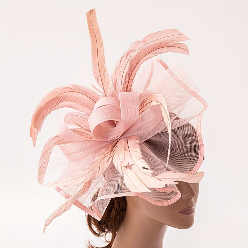 Embrace Elegance with the Elegant Red Feather & Mesh Fascinator Headband - Channeling Romantic British Royal Style, Crafted with Hand-Washable Polyester and Luxurious Ostrich Feathers, Ideal for Weddings, Derby, and Tea Parties