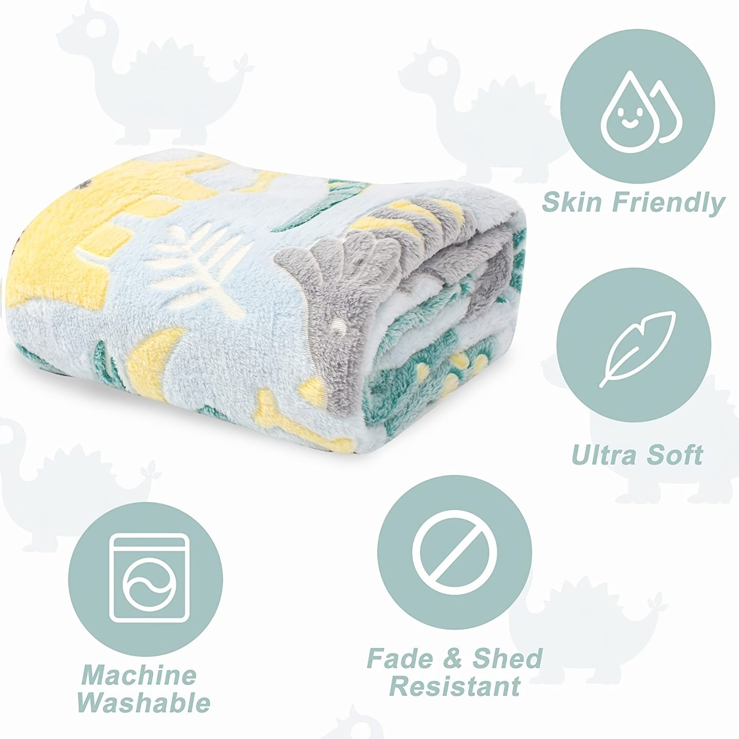 Soft fleece throw blanket for boys with glow-in-the-dark dinosaur design, makes the perfect birthday gift and is easy to clean in the washing machine.