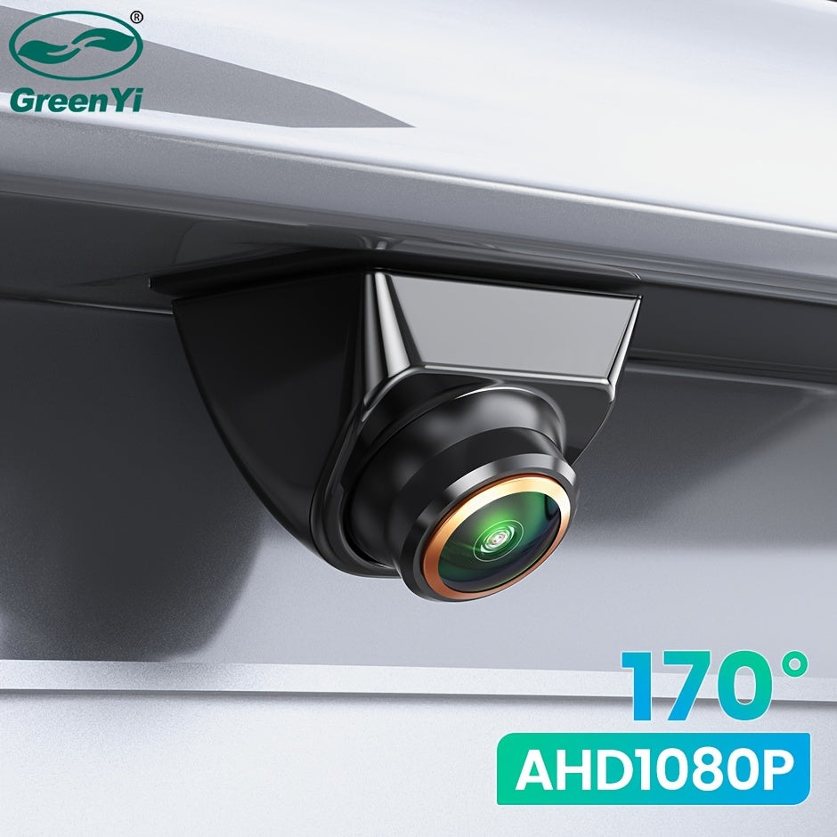 GreenYi AHD 1920x1080P Rear View Camera with 170° Fisheye Golden Lens, Full HD Night Vision, Universal Driving Position, Wide Angle, Uncharged Power Mode, No Battery Required. Ideal for