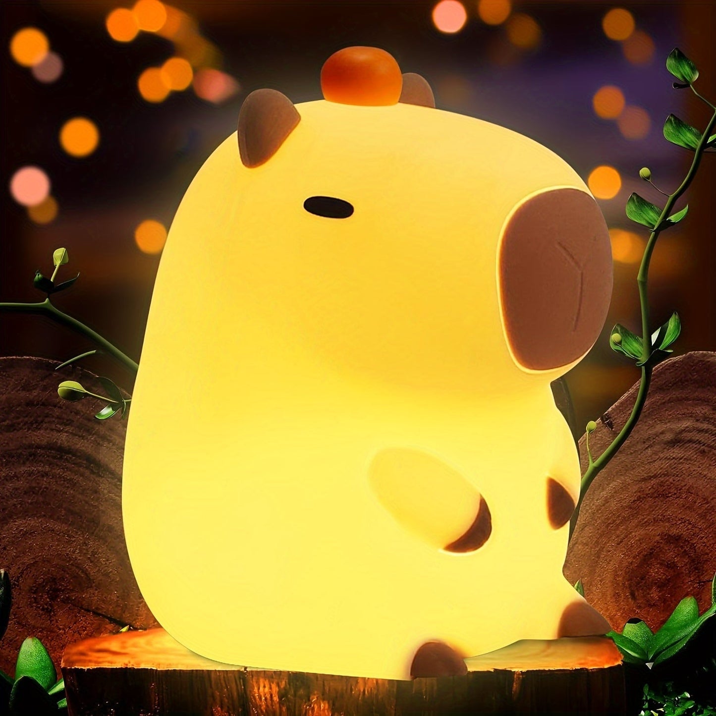 Adorable Cartoon Capybara Silicone Night Light, Cute Animal LED Night Lamp, Rechargeable USB Timing Dimming Lamp for Room Decoration - Perfect Halloween or Christmas Gift!