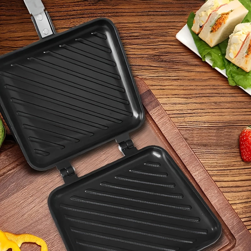 FARIDABIO Non-Stick Double-Sided Sandwich Maker is perfect for versatile cooking, offering a gas stove compatibility for crispy breakfasts and burgers, ideal for both home kitchen and