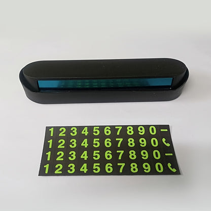 Luminous Car Dashboard Phone Number Plate made of durable PP material, universally fit for vehicles for easy display of contact information.