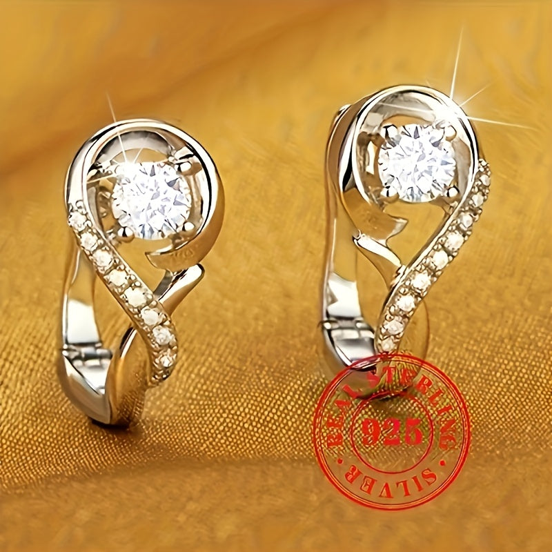 925 Sterling Silver Hoop Earrings with Zirconia - Hypoallergenic, Ideal for Weddings, Parties, and Everyday Glam