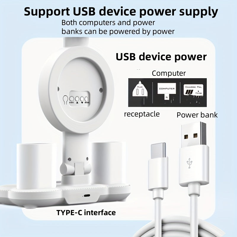 LED fan plug-in lamp with dual head lighting and radio, ideal for studying in college dorms or bedrooms. No battery required.