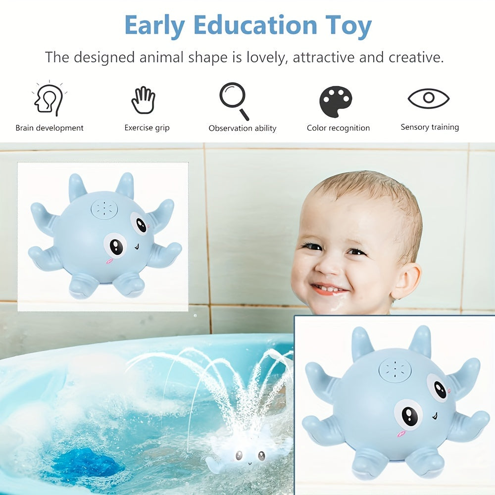 Baby bath toys, sprinkler bathtub toys for interactive fun in the bath. Ideal for use in swimming pools and the bathroom. Light up and spray water for added entertainment.