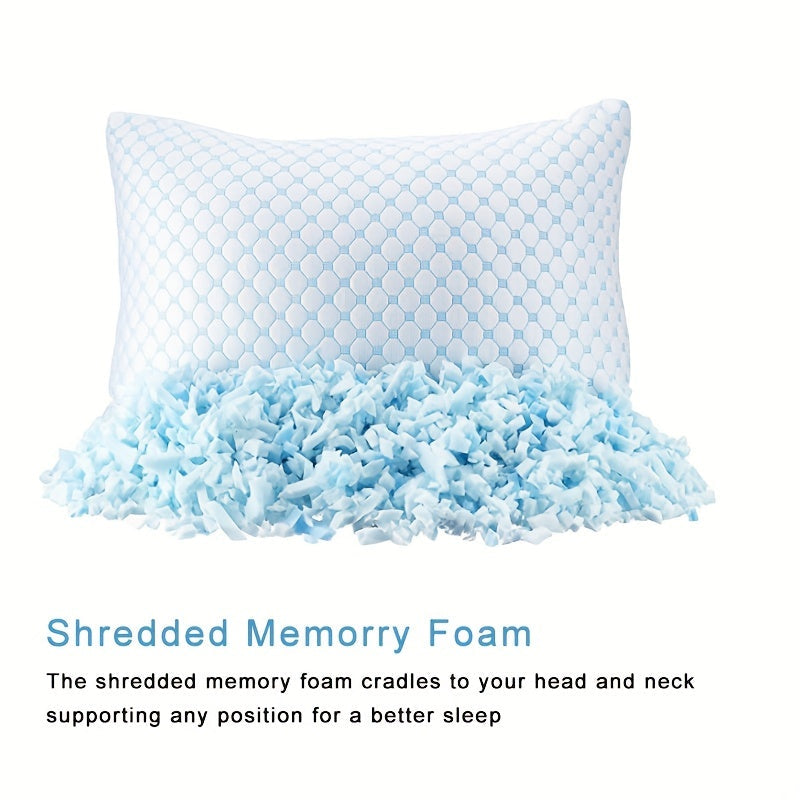 1 piece Queen Size Cooling Memory Foam Pillow with Adjustable Loft for a comfortable night's sleep. This Breathable Queen Pillow comes with a washable removable cover that can be adjusted for firmness or softness. Perfect for side, back, stomach, and hot