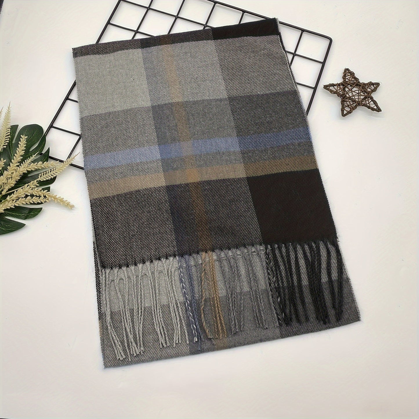 Stylish Plaid Scarf for Men and Women, Perfect for Fall and Winter Seasons