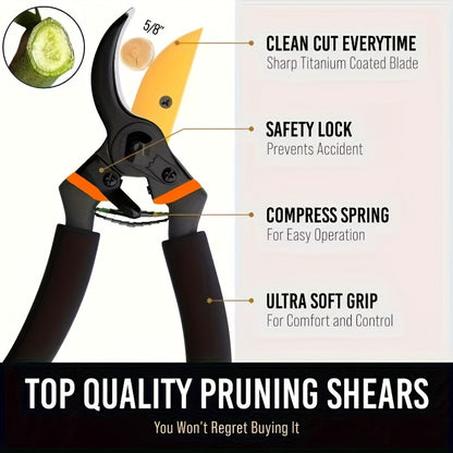 1pc Titanium Bypass Pruning Shears for Effortless Tree Trimming.