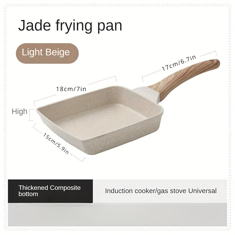 One piece of Japanese Style Tamagoyaki Pan featuring a heat-resistant handle, non-stick surface, and square shape, ideal for cooking Chawanmushi. Made of aluminum, this kitchen cookware tool is recommended for hand washing only.