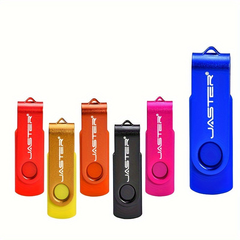 JASTER 128GB High-Speed USB 2.0 Flash Drive with Rotatable Metal Memory Stick, Keychain, and Bright Colors - Perfect for Business Gifting