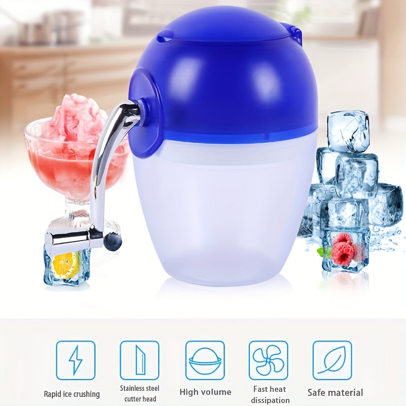 Compact and portable, the Mini Manual Ice Shaver is a handheld plastic ice crusher perfect for home use. With a square-shaped design and under 1L capacity, this convenient ice grinding machine does not require electricity to operate. Ideal for creating