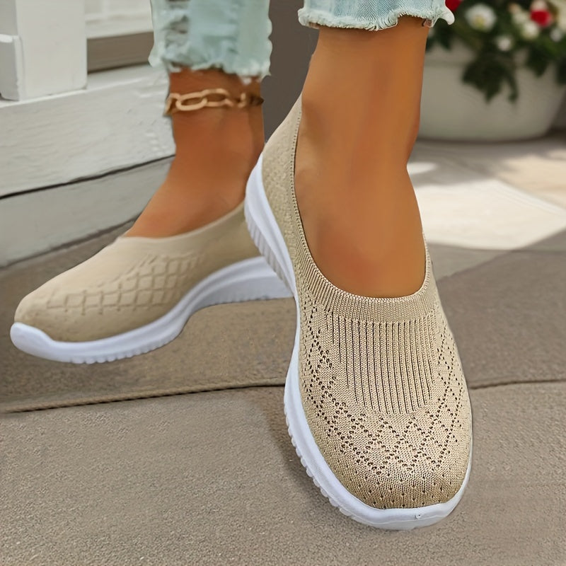 Women's lightweight, breathable slip-on sneakers with PVC sole, EVA insole, and round toe mesh for all seasons.