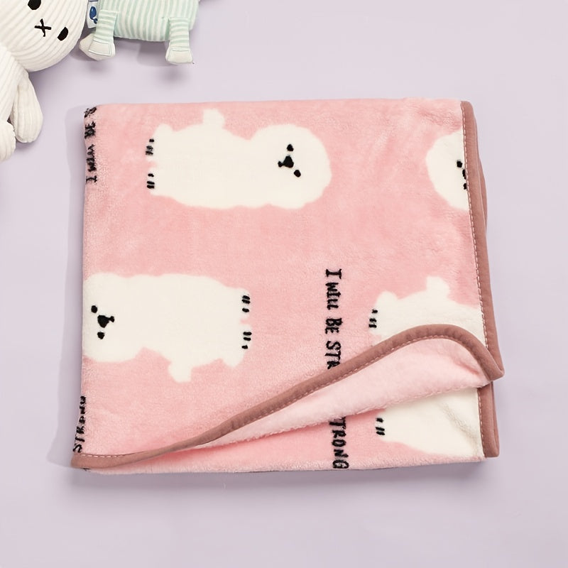 Soft Baby Flannel Blanket with Cute Cartoon Design, Perfect for Spring and Autumn Seasons