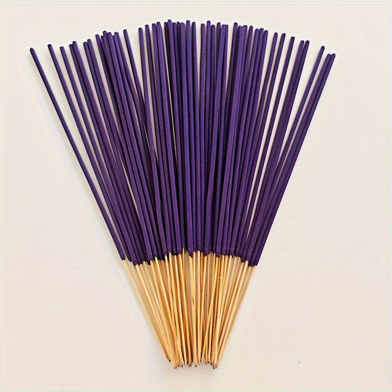 30/110pcs Lavender Bliss Incense Sticks with Dragon Blood Bamboo Fragrance for Meditation, Yoga, and Aromatherapy. Long-lasting scent ideal for home decor and holidays.