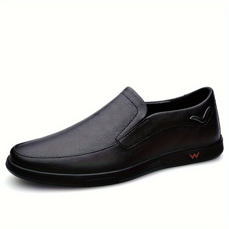 Men's slip on loafers with solid colour upper and comfortable non-slip rubber sole.