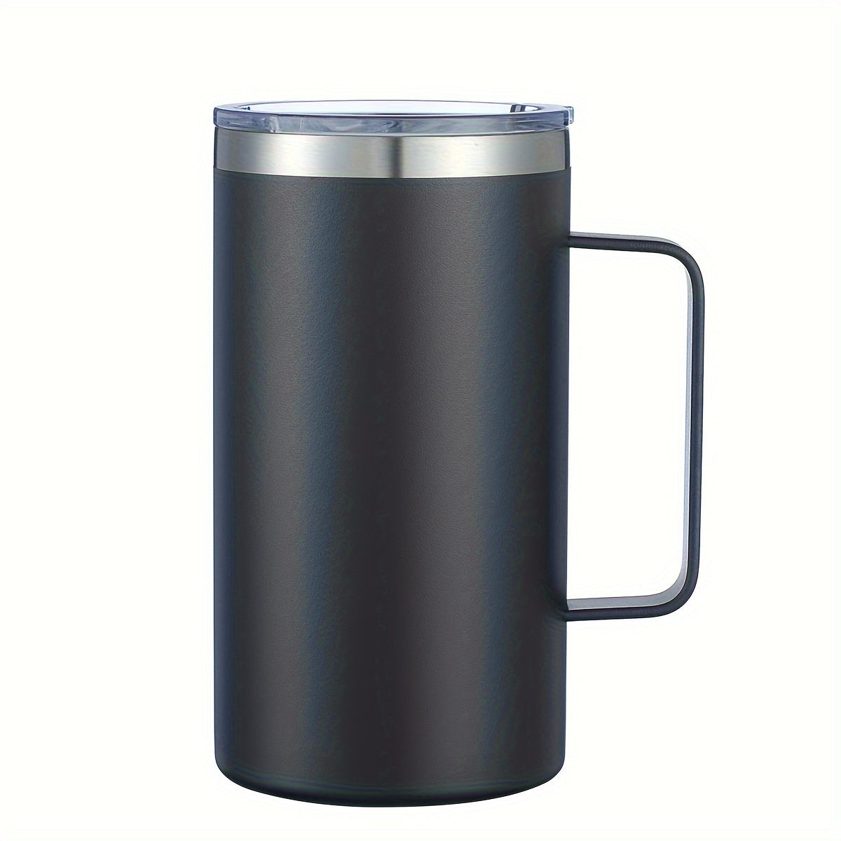 Stainless steel coffee mug, 24oz, vacuum insulated with lid and handle, ideal for all seasons, makes a great gift.