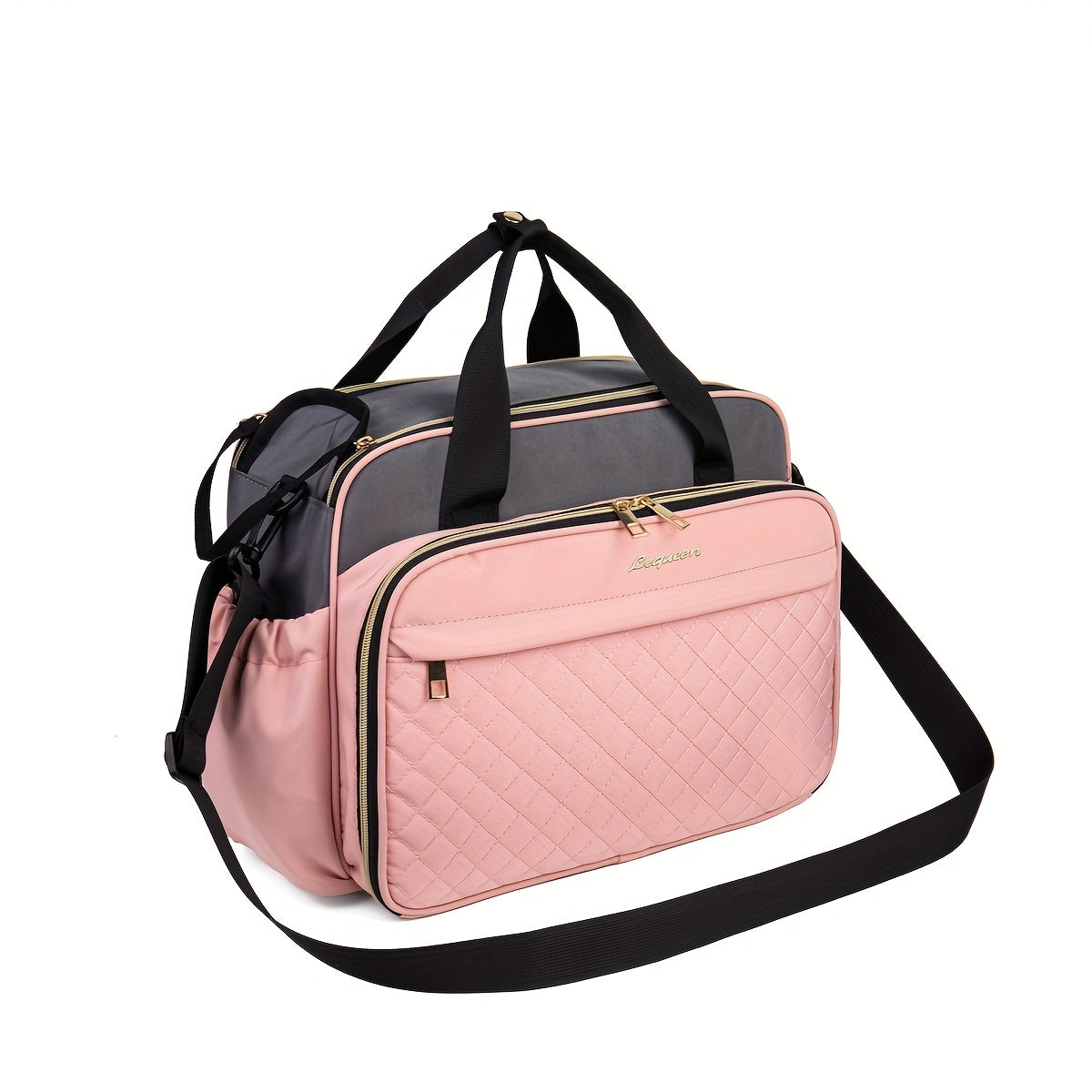 Spacious LEQUEEN Diaper Bag: Waterproof, Multi-Compartment Mommy Tote with Crossbody Strap for Travel and Storage