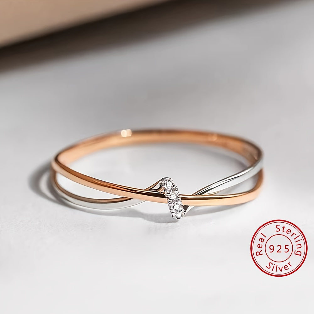 Ajoyib Rose Gold 925 Sterling Silver uzuk, porloq Zirconia bilan bezatilgan - Onalar kuni, maxsus tadbirlar va har kuni kiyish uchun ideal sovg'a