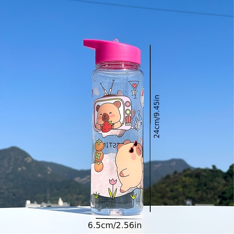 Kawaii Capybara water bottle with cartoon design is lightweight, machine washable, and BPS-free. Ideal for Christmas and New Year gifts, it offers whimsical design and durable hydration.