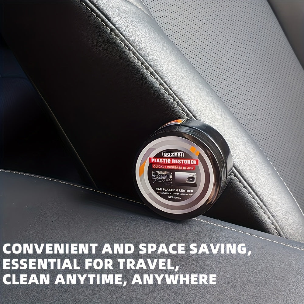 100g Car Interior Renovation Wax: All-in-one care for leather and plastic surfaces, including dashboard, seats, central control maintenance. Provides anti-aging protection and prevents