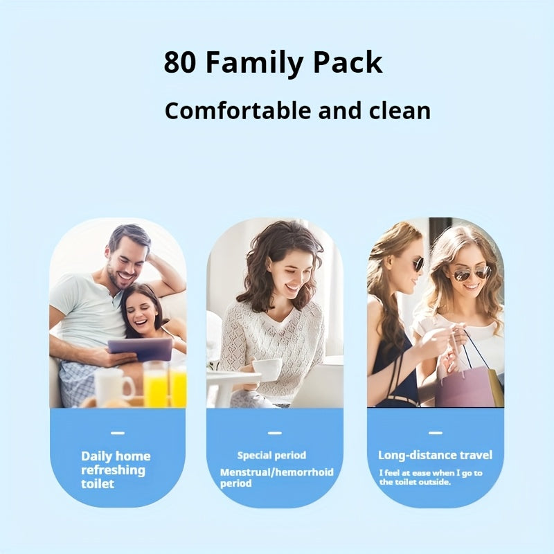 One or two portable wet wipes for men and women, can be flushed and are biodegradable. They are gentle on skin and have a space-saving design for travel, home, camping, and outdoor use. These dye-free wipes are single sheets.