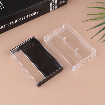 Set of 2 Premium Plastic Cassette Tape Storage Cases - Sturdy, Ready to Use - Available in Black or Transparent