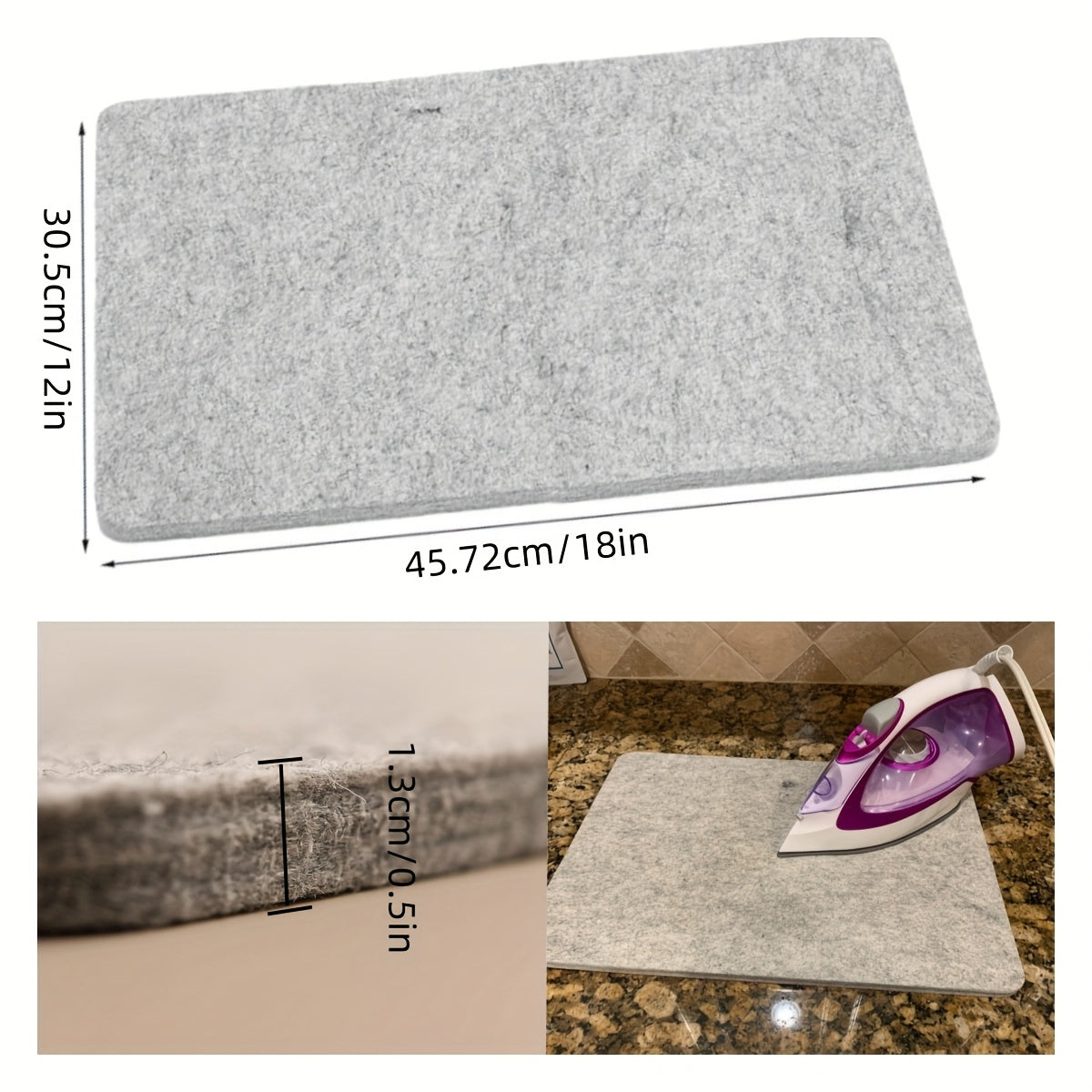 One piece of Wool Felt Mat perfect for Ironing, a convenient Non-Electric Ironing Board Pad, ideal for DIY Craft Sewing projects. Versatile Tabletop Ironing Mat for Clothing, Crafting, and Tailoring.