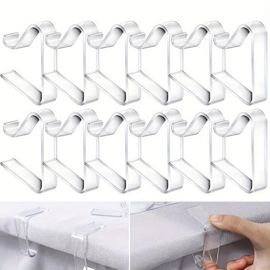 Secure your tablecloths with the 8-Pack of clear plastic clips, designed to hold your table cover in place even in windy conditions. These transparent clips are perfect for meetings, parties, and both indoor and outdoor events. Remember to hand wash only