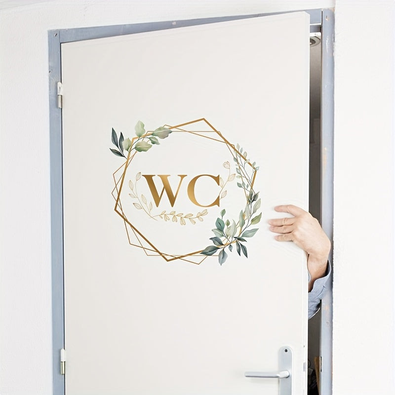 One self-adhesive WC door decal with floral and geometric design, suitable for ceramic surfaces. The decal is a single-use embellishment for the toilet lid.