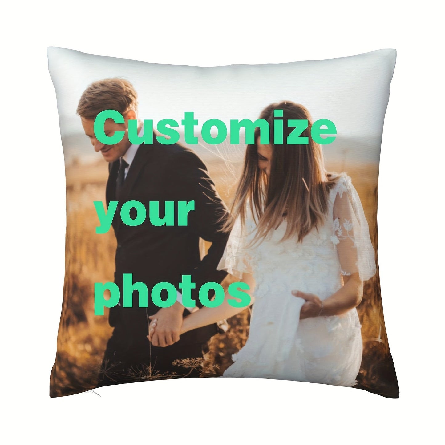 Personalized Photo Pillow Cover - Single-Sided Soft Square Cushion Cover for House Decoration - Ideal Valentine's Day & Birthday Gift