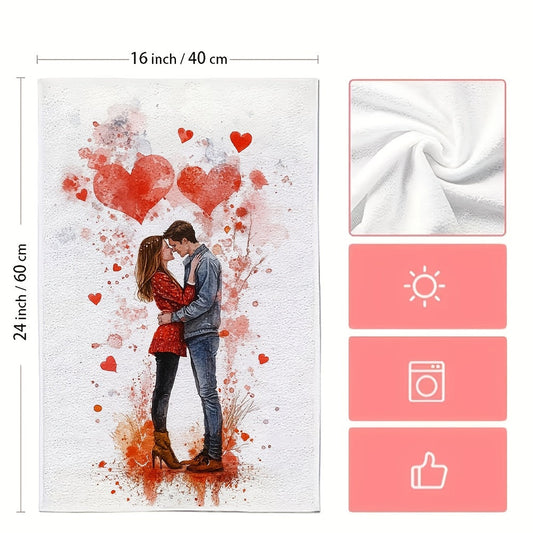 Get a pair of incredibly soft kitchen towels, designed for lovebirds celebrating Valentine's Day. These dish towels are super absorbent, perfect for holiday decor, can be easily washed in a machine, and come in a generous size of 40.64X60.96 cm.