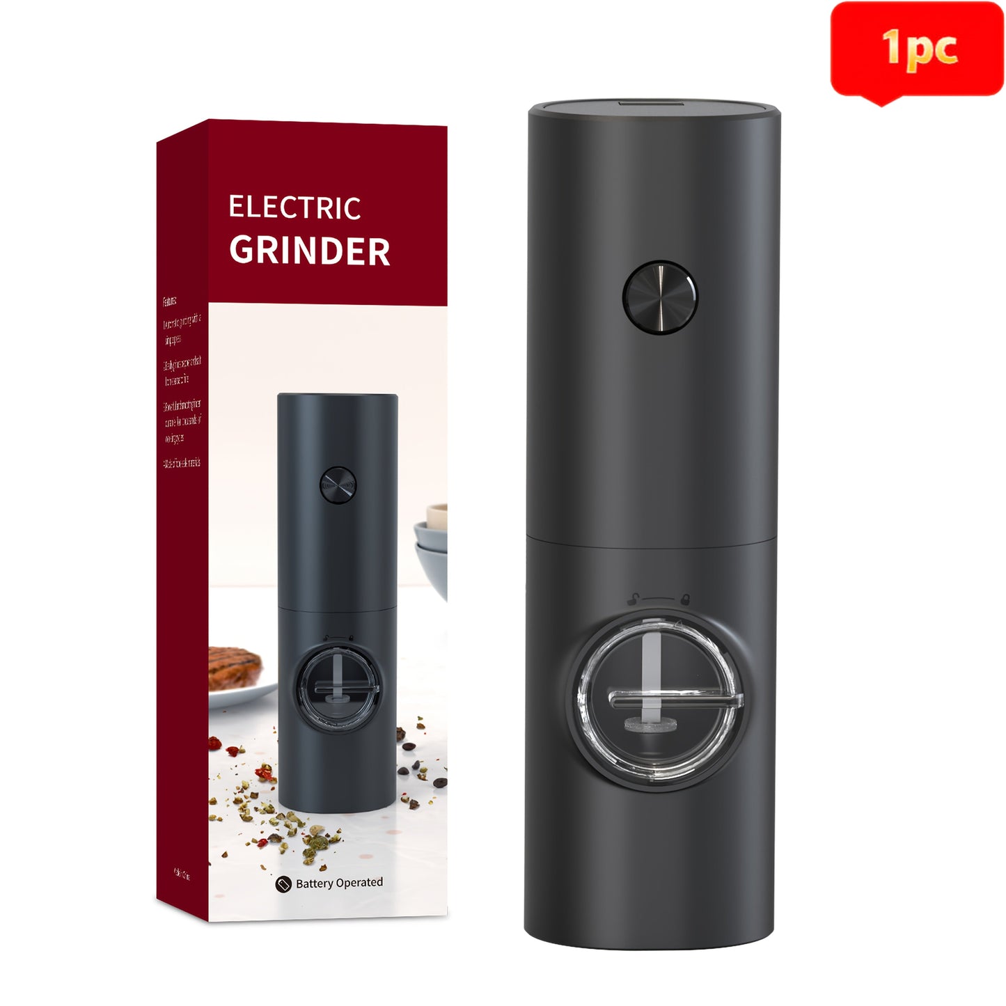 The CLITON Electric Pepper Grinder is a convenient and stylish addition to your kitchen. This grinder features a built-in storage base for whole black pepper, and automatically grinds salt, pepper, and other spices with ease. Made of durable plastic and