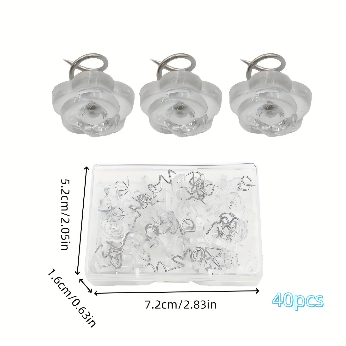 Secure your bed skirt effortlessly with this pack of 40 transparent rose head bed skirt fasteners. These dustproof ruffle edge pins are designed to hold your bed skirt in place, making it easier to clean and maintain. Upgrade your bedding essentials with