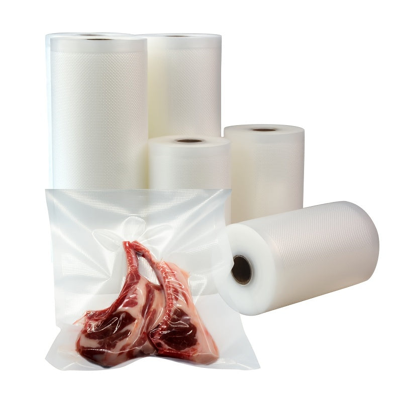 2 Rolls of Vacuum Bags for food preservation, featuring Food Savor bags and vacuum packaging for use with vacuum sealer machines. Also suitable for Sous Vide cooking, these Home Kitchen Supplies include Kitchen Accessories for convenient food storage.