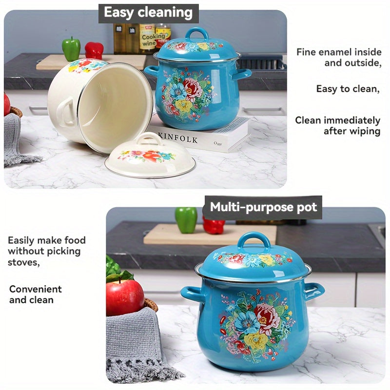 Christmas-themed Enamel Stockpot with Large Capacity - Versatile Cooking Pot Ideal for Boiling, Stewing, and More. Durable, Easy to Clean, and Compatible with All Stoves. Perfect Holiday Gift for Restaurant Kitchen Supplies.