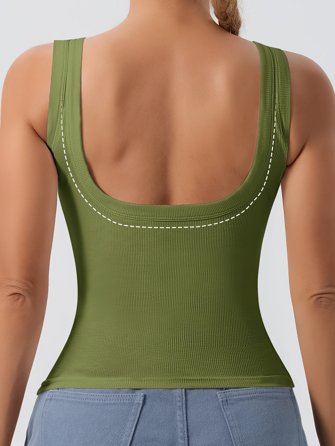 4 Women's U-Back Tank Tops with Removable Pads - Slim Fit, Solid Color, Breathable Rayon Blend for Casual Wear or Layering, Strapless Vest, Smooth Texture