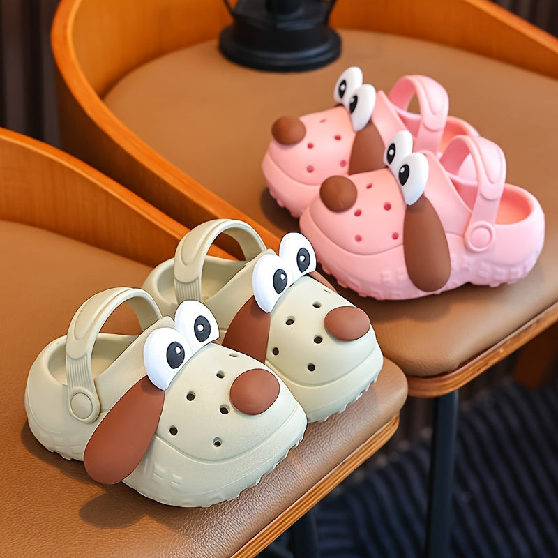 Girls' Hole Shoes, Cute Cartoon Dog Slippers, Kids' Walking Shoes, Lightweight Breathable Sandals for All Seasons