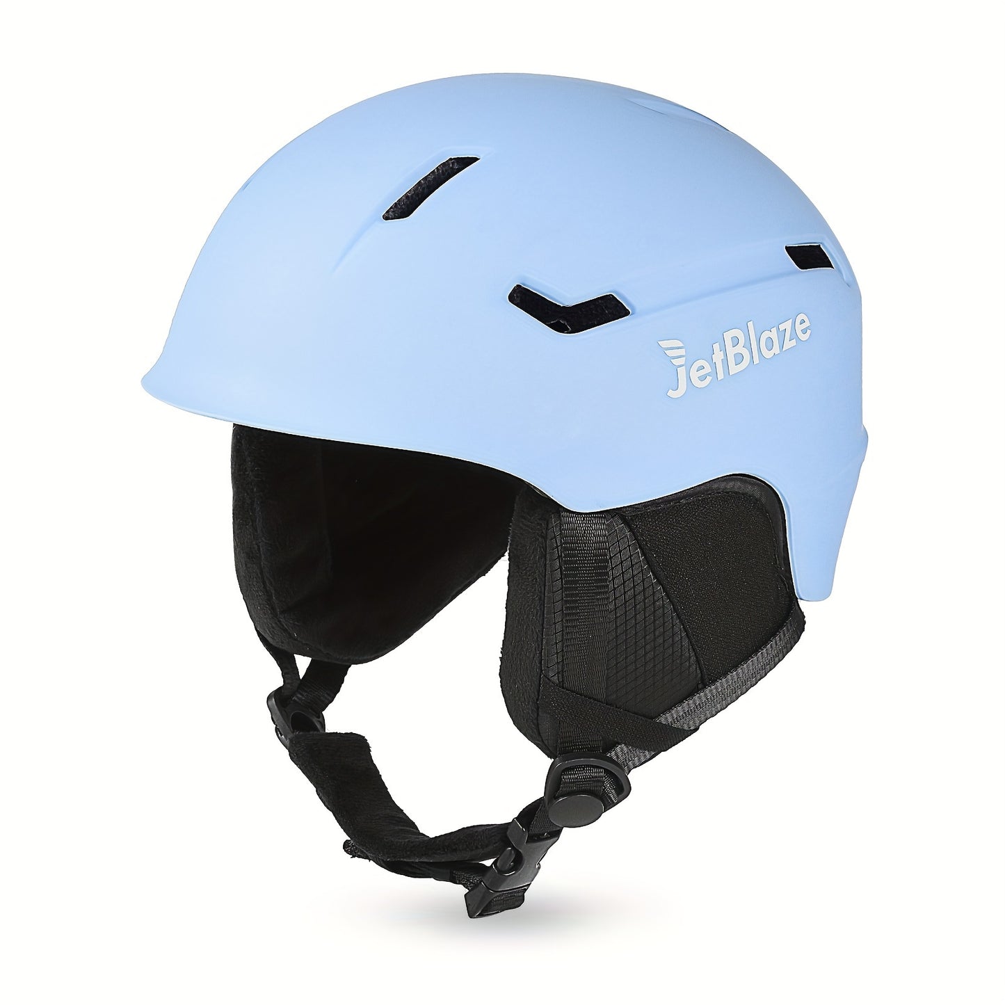 JetBlaze ski helmet with adjustable fit, shock-absorbing shell, and removable ear pads.