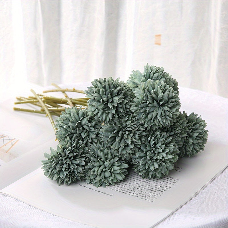 5 artificial chrysanthemum and dandelion flowers for DIY wedding decor.