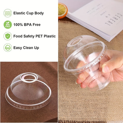 40 Crystal Clear Plastic Cups, perfect for desserts, parfaits, ice cream, cupcakes, parties, and gatherings. Durable PET material.