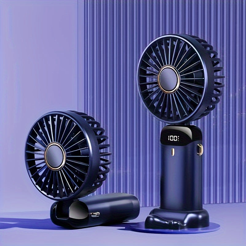 One piece of a portable mini fan with LED display, featuring a 5-speed USB rechargeable design that is foldable for easy storage. This fan operates with touch-controlled operation and is made of ABS material. Its compact design makes it suitable for both