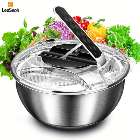 Stainless Steel Salad Spinner - 3.5L Capacity, Easy-Press Manual Operation, Double Layer Design for Crisp, Fresh Salads - Ideal for Home Kitchens and Washing Vegetables & Fruits