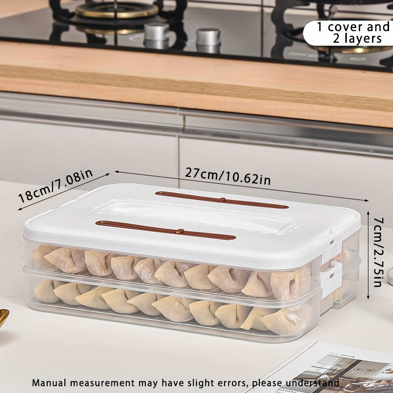 One-piece dumpling, pastry, and storage box made of plastic. Suitable for refrigerator storage, fresh preservation, small items, office supplies, and is portable and handheld.