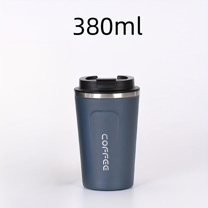 Luxurious European-designed coffee mug for on-the-go use. Portable, durable, exquisite, and leak-proof. Ideal for both men and women. Hand wash only, made of BPA-free stainless steel.