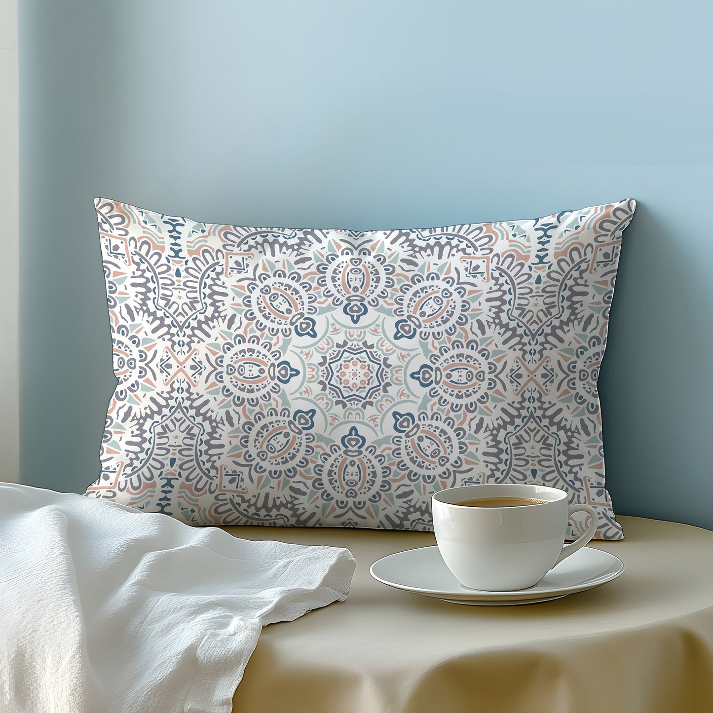 1 Piece Geometric Floral Pillowcase made with 100% Soft Skin-Friendly Fabric. The Woven Pillow Cover is Machine Washable and features an Envelope Closure, perfect for Bedroom, Guest Room, Hotel use. Makes an Ideal Gift.