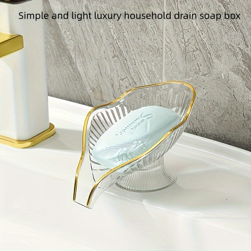 1pc Plastic Creative Soap Tray with Drainage for Bathroom Storage.