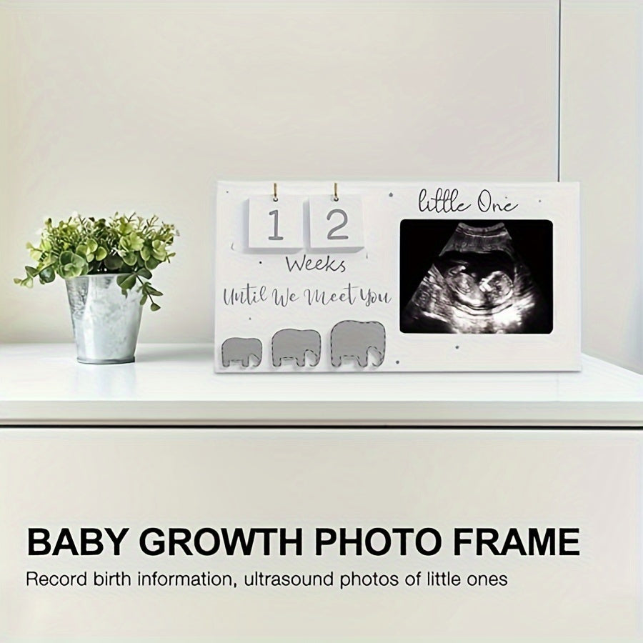 Wooden Ultrasound Photo Frame for Pregnancy Announcement and Youngsters Memories, Complete with Display Stand