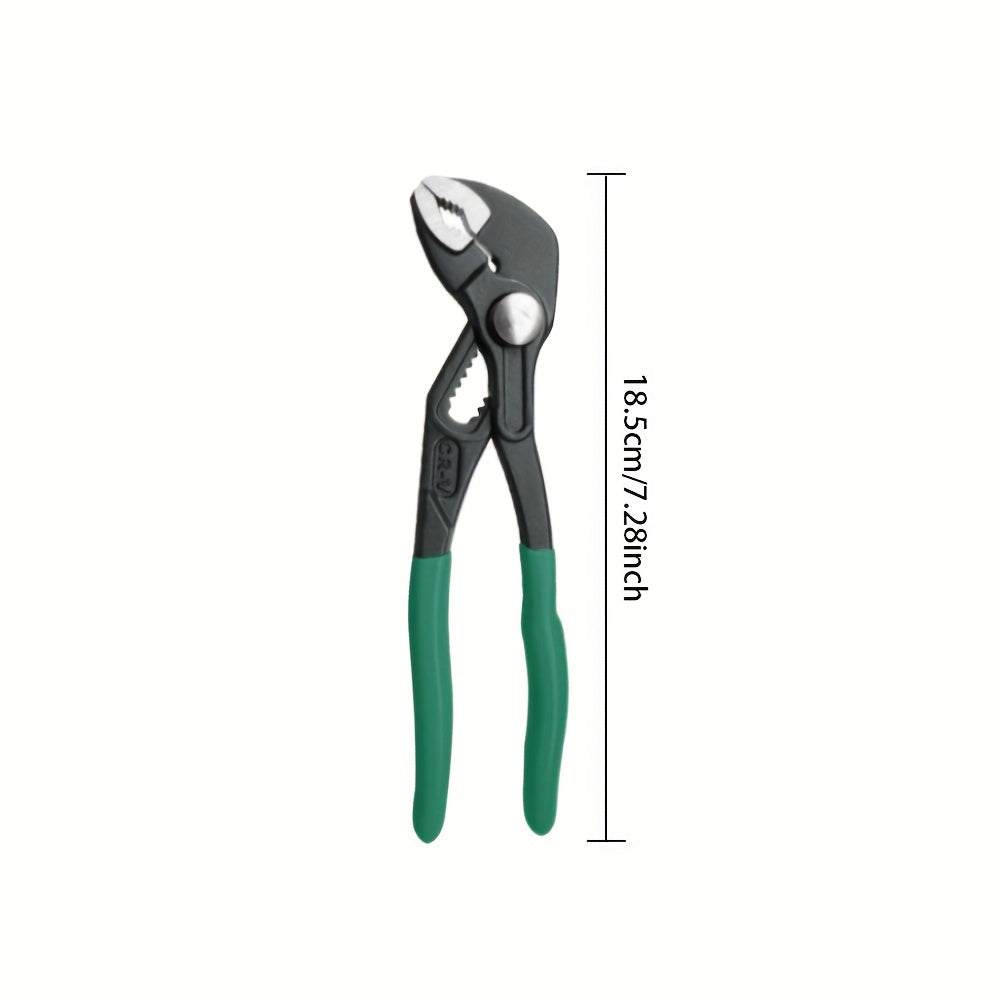 Industrial-grade chrome vanadium steel multi-tool with large opening pliers, wrench, and water tube spanner.