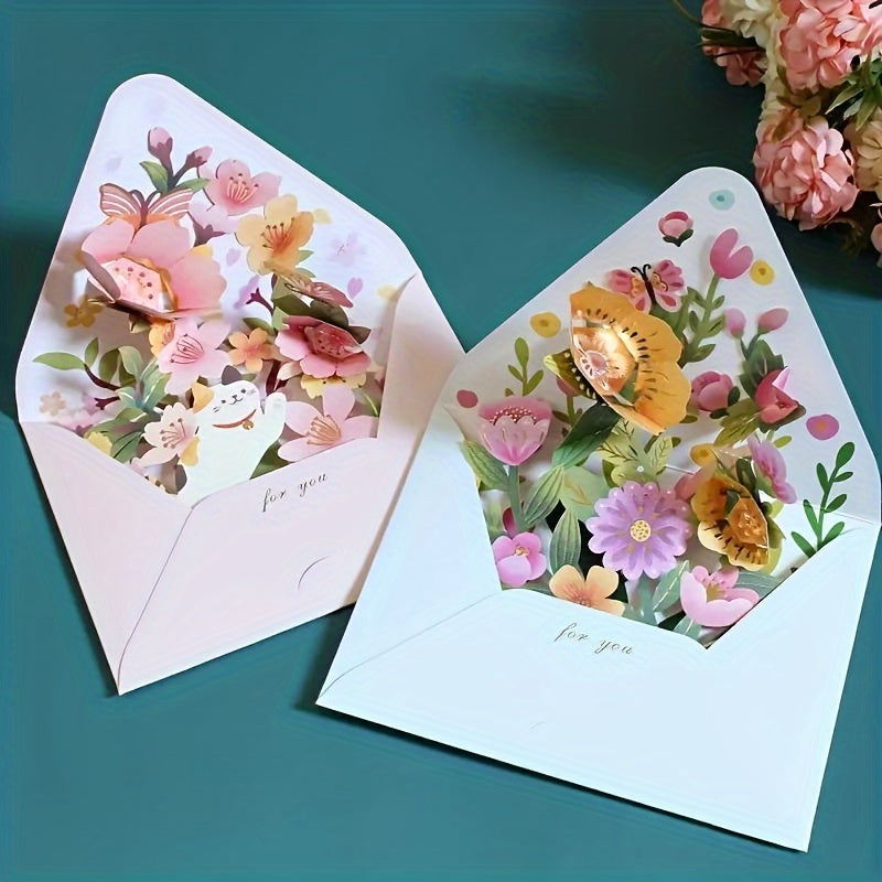 1 Flower Style Greeting Card with Envelope, Creative 3D design for Eid Al-Adha Mubarak